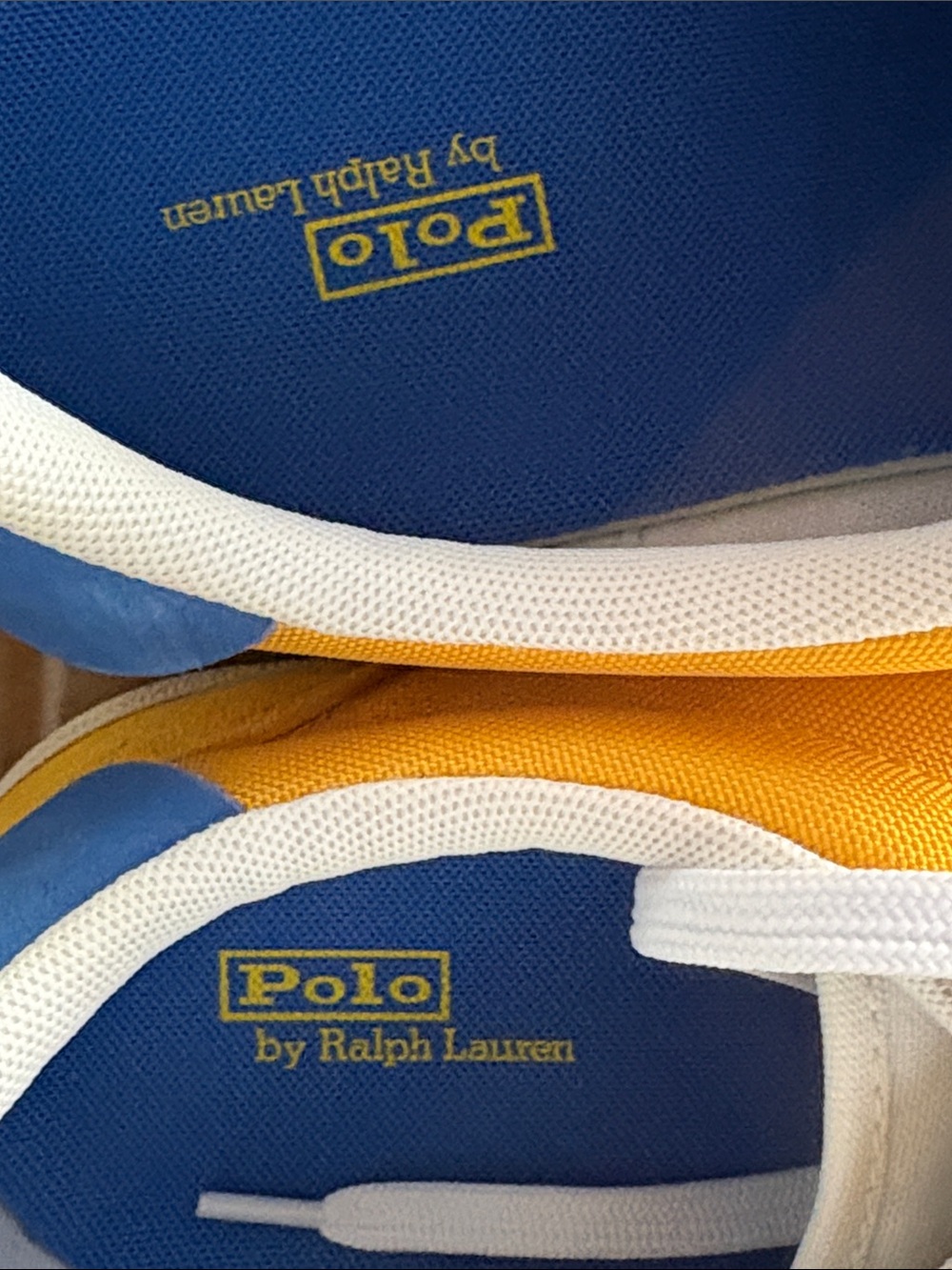 Polo by Ralph Lauren Men’s Yellow Sneakers with Blue Stripes - Picture 5 of 5